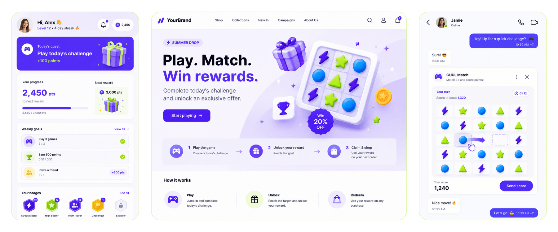 A branded game embedded inside a product experience